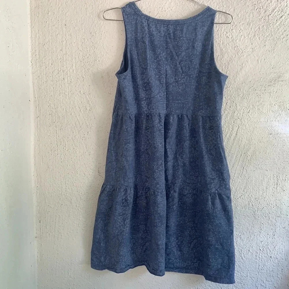 Frye Women's Tiered Dress with 2 Pockets, Blue Size Medium - Picture 8 of 8